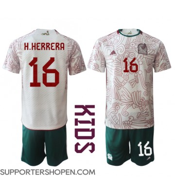 Mexiko Hector Herrera #16 Bortatröja Barn VM 2022 Kortärmad (+ korta byxor)